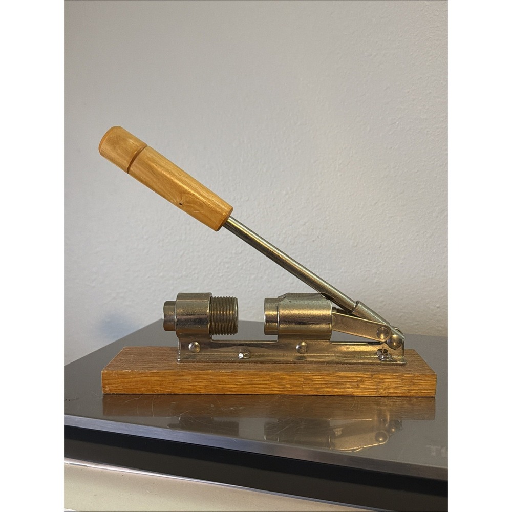 Vintage Nut Cracker Metal Adjustable 8.5in Mounted to Wood Base